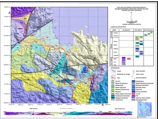 Gambar 2  Peta geologi panas bumi daerah Amohola-Sumber Sari 
