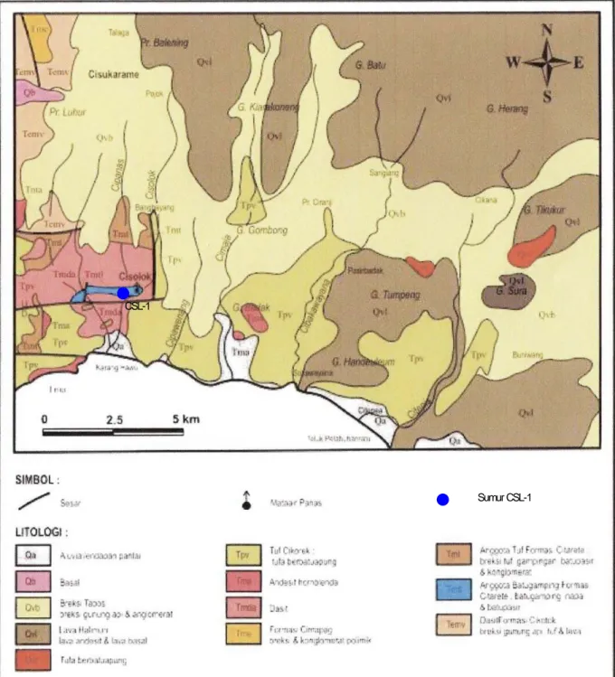 Gambar 2: Peta geologi daerah ekskursi (modifikasi dari Sudjatmiko dan S.Santosa, 1992)