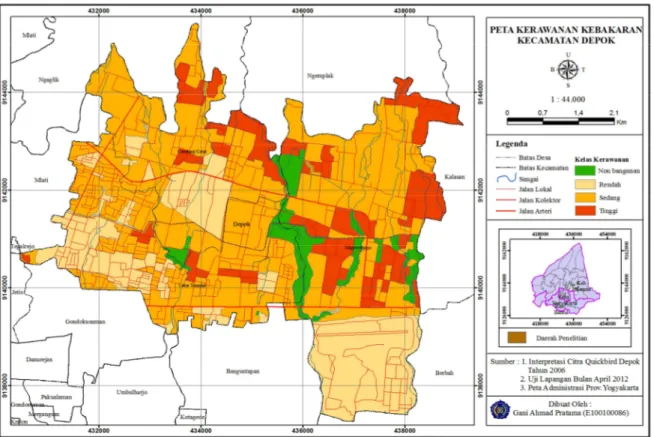 Gambar Peta Zonasi Tingkat Kerawanan Kebakaran Kecamatan Depok  