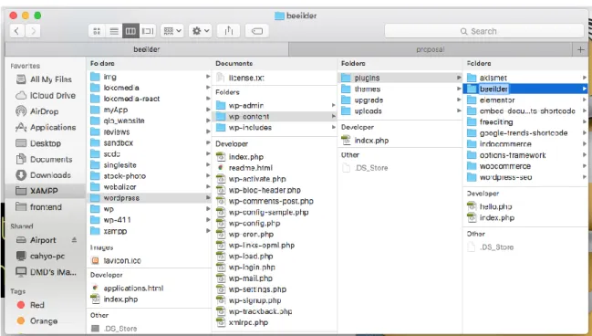 Gambar 2. Lokasi folder Beeilder yang diupload ke folder plugins di instalasi WordPress 