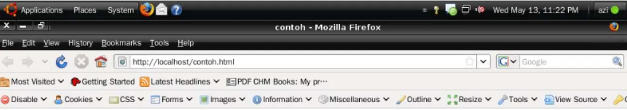 Gambar 2.1 Dokumen HTML ditampilkan di browser Mozilla Firefox. 