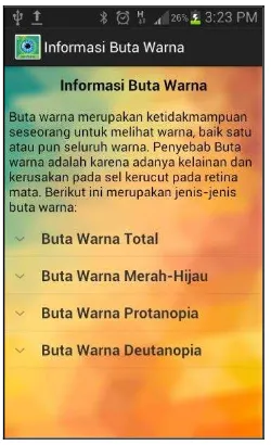 Gambar 5.10 Tampilan Informasi Tes Buta Warna 