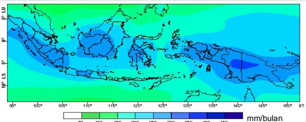 Gambar 1.  Prediksi Curah Hujan di Indonesia, Maret 2006  Figure 1. Rainfall Prediction in Indonesia, March 2006