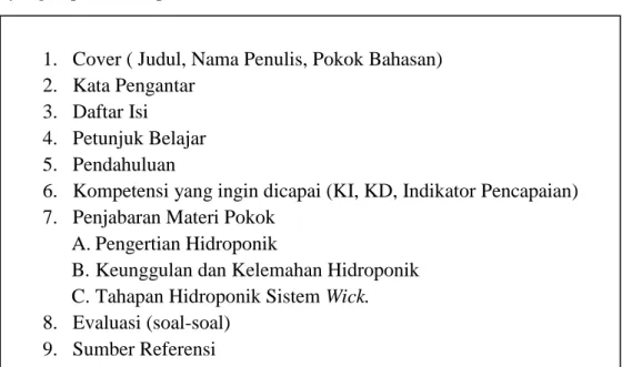 Gambar 1.   Format rancangan handout pembelajaran   (Enggia Pradipta, dkk 2014) 