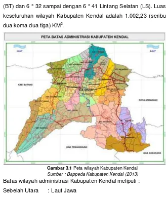 Gambar 3.1 Peta wilayah Kabupaten Kendal 