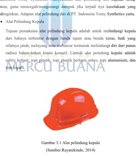 Gambar 3.1 Alat pelindung kepala  (Sumber:Rayatekindo, 2014) 