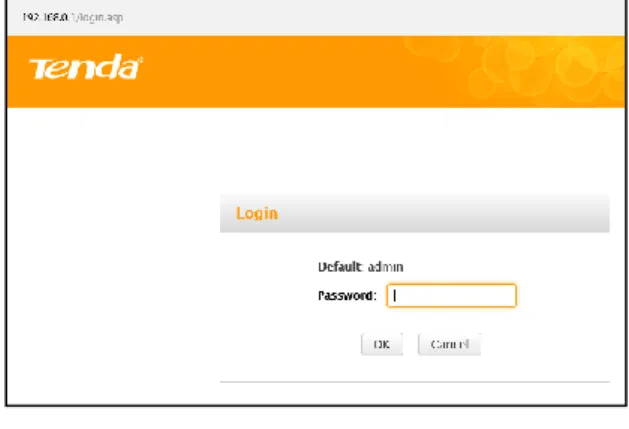 Gambar 5.10 Halaman Login Router  Masukkan  password  “admin”  kemudian  klik  ok  akan  muncul  halaman  selanjutnya  yaitu ke menu login konfigurasi internet