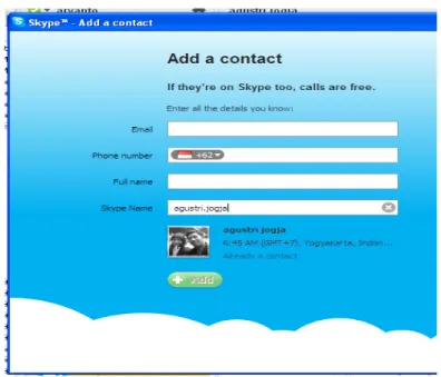 Gambar 33. Tampilan Skype untuk Add Contact “OK&#34; 