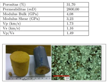 Tabel 1. Hasil pengukuran laboratorium sampel batupasir
