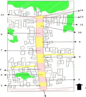 Gambar 1: Pembagian spot pada Jalan  Kramat II. Sumber: Peta Persil-Dokumen 