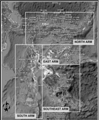 Gambar 1. Epicenter gempa bumi pada rentang    tahun 1976-2009 yang terjadi di Pulau Sulawesi   