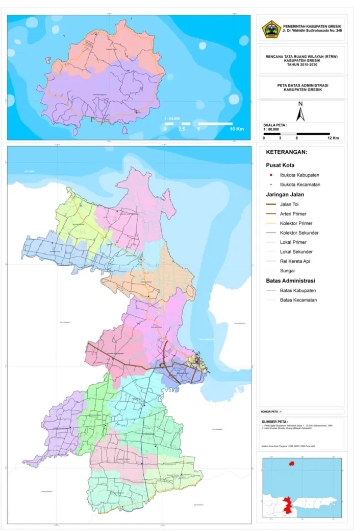 Gambar 2.1 Peta Batas Administrasi Kabupaten Gresik 