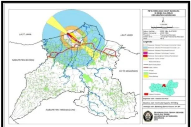 Gambar  11. Peta Perkiraan KKOP Bandara  di Desa  Wonosari Kecamatan Patebon 