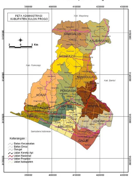 Gambar 1.1: Peta administrasi Kabupaten Kulon Progo 
