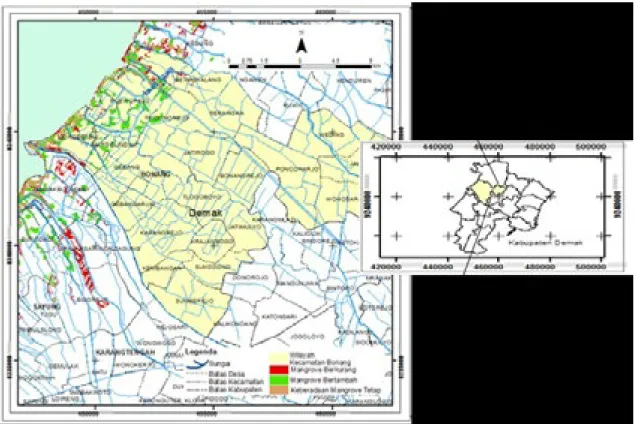 Gambar 2. Peta Dinamika Distribusi Mangrove di Kecamatan Wedung Kabupaten Demak Tahun 2010-2015