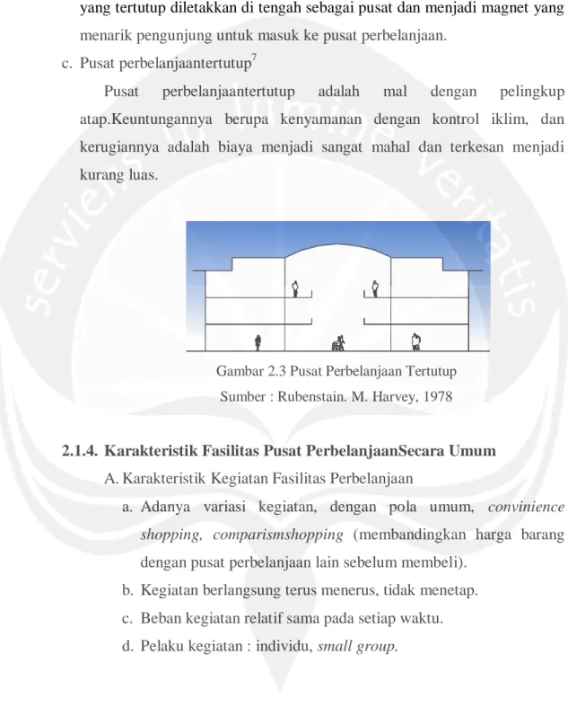 Gambar 2.3 Pusat Perbelanjaan Tertutup  Sumber : Rubenstain. M. Harvey, 1978 