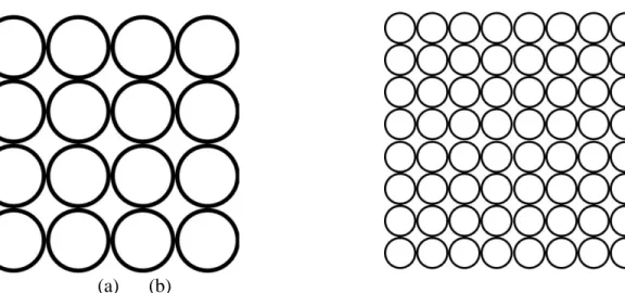 Gambar 2.10  Ilustrasi 2 Dimensi Rongga Agregat Besar (kiri) Kecil (kanan) 