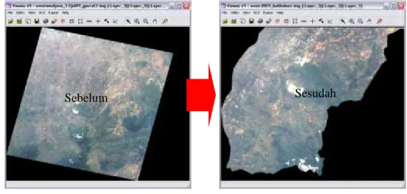 Gambar 5. Proses Pemotongan Citra ALOS AVNIR-2 