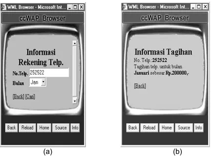 Gambar 5. Pengujian black box test pencarian info tagihan (a) input (b) output 