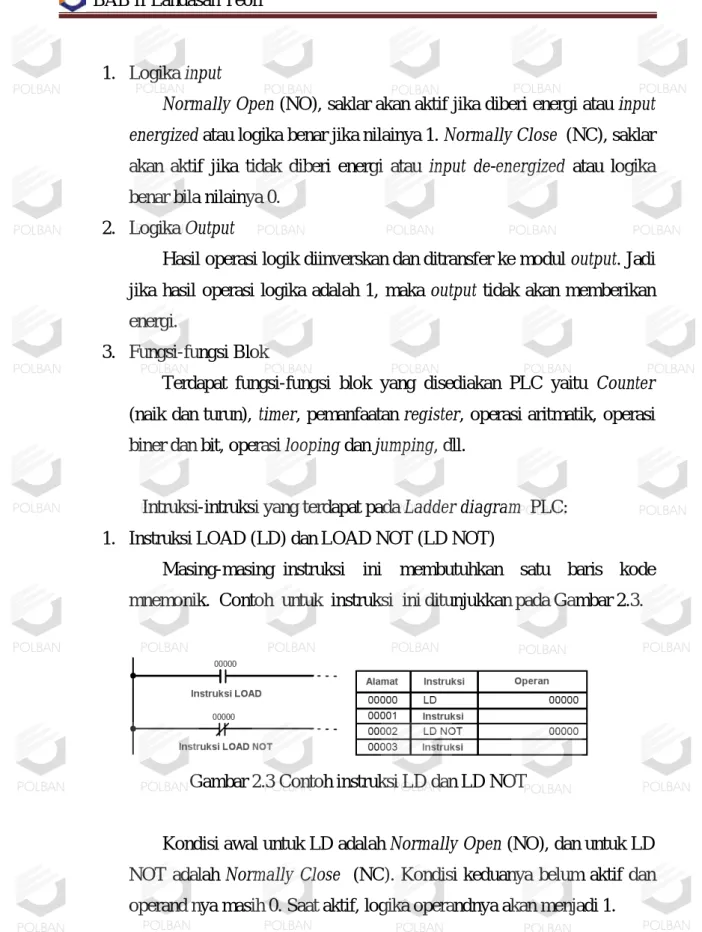 Gambar 2.3 Contoh instruksi LD dan LD NOT 