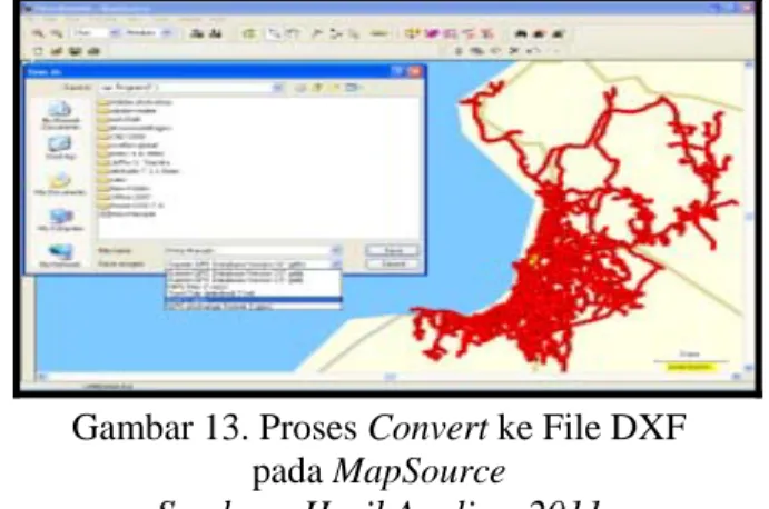 Gambar 11.  Pemindahan Data dari Alat GPS   ke Komputer 