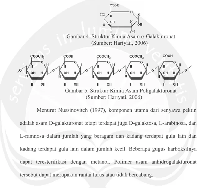 Gambar 4. Struktur Kimia Asam α-Galakturonat                                   (Sumber: Hariyati, 2006) 