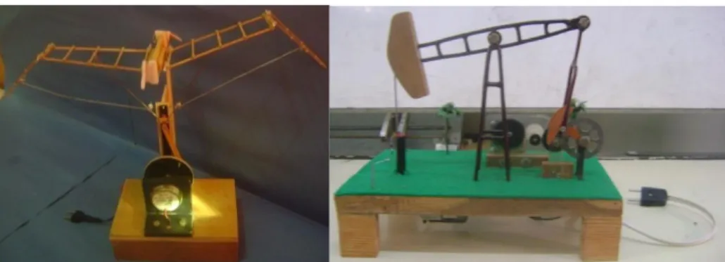 Gambar 10. Mekanisme Slider Crank sebagai penggerak sayap burung dan   Gear System untuk penggerak pompa minyak (http://www.toysdesigncenter.org/) 