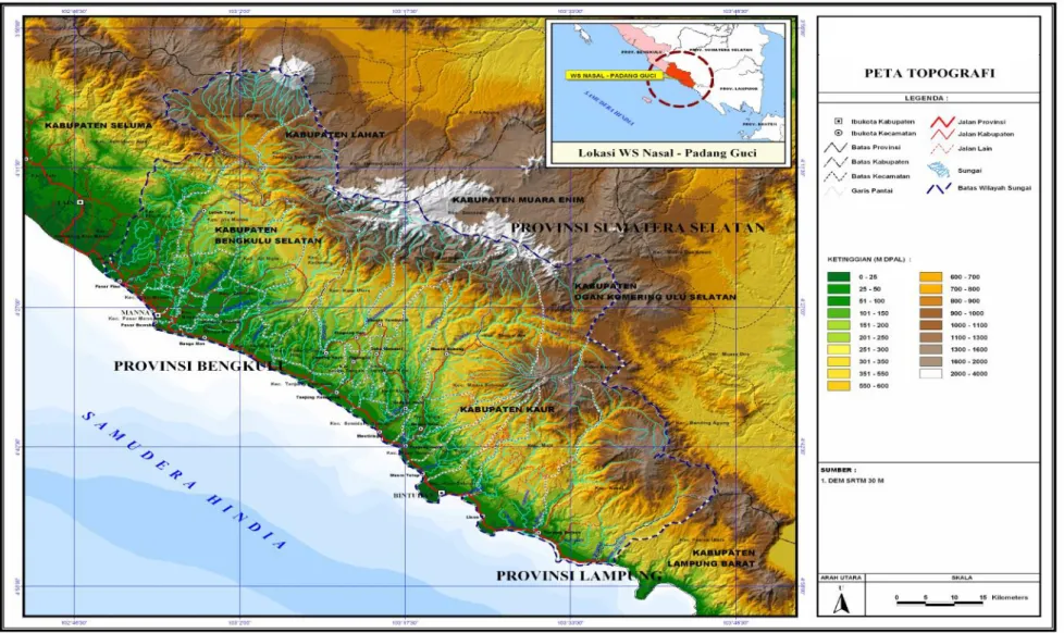Gambar 2.4. Peta Topografi WS Nasal - Padang Guci