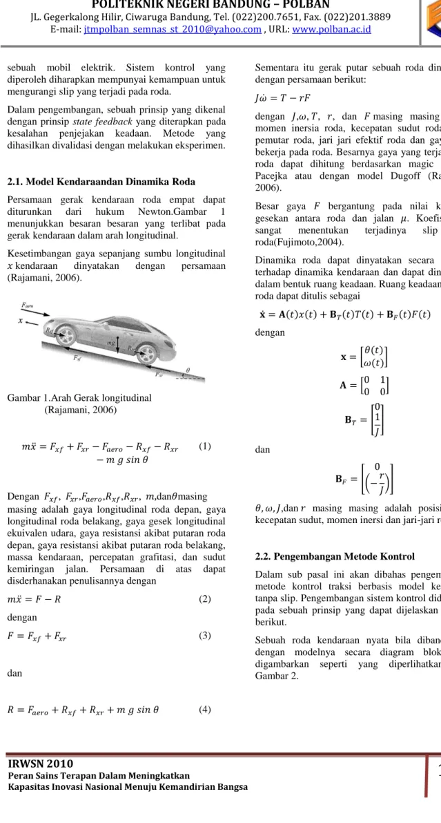 Gambar 1.Arah Gerak longitudinal  (Rajamani, 2006) 