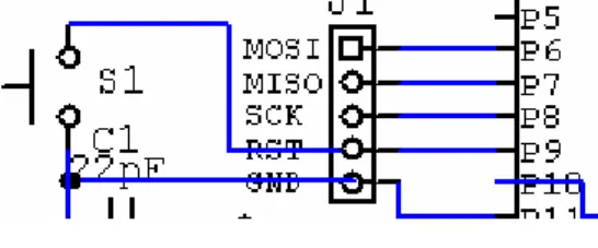 Gambar 3.18 Rangkaian Reset pada AVR 