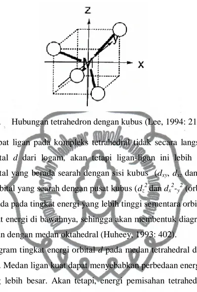 Gambar 15.   Hubungan tetrahedron dengan kubus (Lee, 1994: 219) 