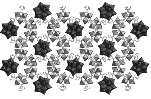Gambar 3. Struktur kristal ion 1a hasil pengukuran dengan XRD kristal tunggal. Polihedra berwarna hitam  menunjukkan [WO 6 ] dan [SiO 4 ] dari senyawa polioksometalat dan polihedra berwarna abu-abu menunjukkan [CrO 6 ]  dari senyawa organologam dengan liga
