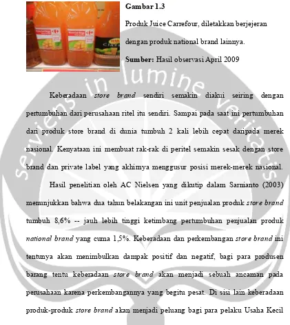 Gambar 1.3 Produk Juice Carrefour, diletakkan berjejeran 