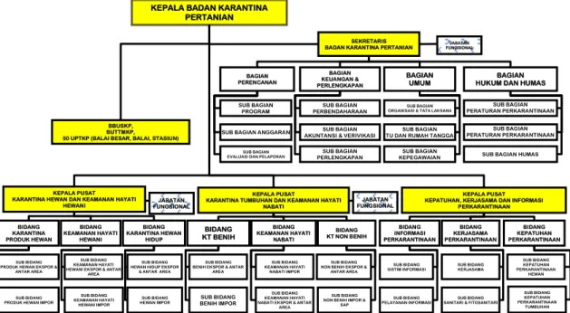 Gambar 1. Struktur Organisasi Badan Karantina Pertanian  E.  Landasan Hukum Pelaksanaan Tugas 