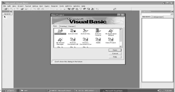 Gambar 2.1 Tampilan pertama kali Visual Basic 