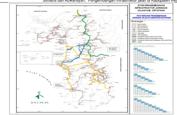 Gambar 2. Peta Pengembangan Jaringan Jalan Kabupaten Ketapang  (Sumber : Analisis data, 2013) 