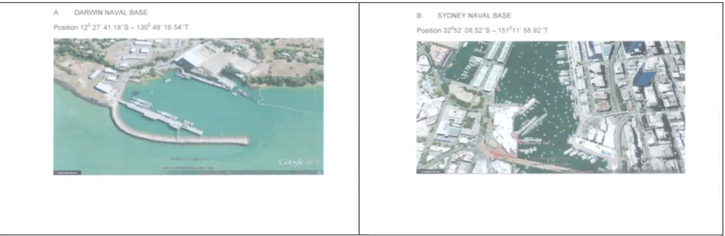 Gambar 7. Contoh Kenampakan Pangkalan Angkatan Laut Australia di Darwin dan Sydney 