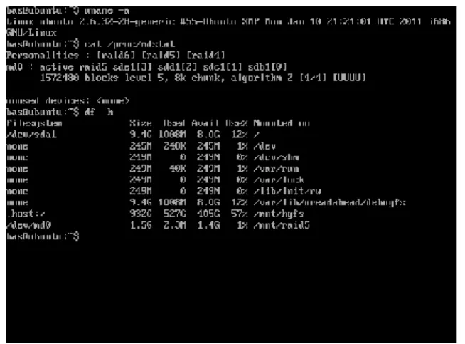 Gambar 9. Implementasi RAID 5 di Linux 