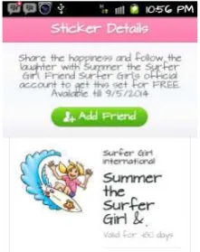 Gambar 1.5 : Promosi Add Friend Free Sticker untuk meningkatkan Brand Awarness yang  dilakukan oleh Surfer Girl