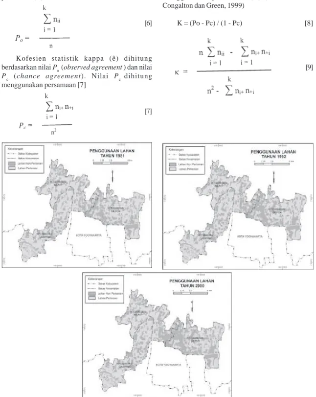 Gambar 4. Penggunaan Lahan di Daerah Penelitian Tahun 1981, Tahun 1992 dan Tahun 2000