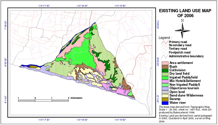 Figure 5.1 Existing land use map of Parangtritis. 