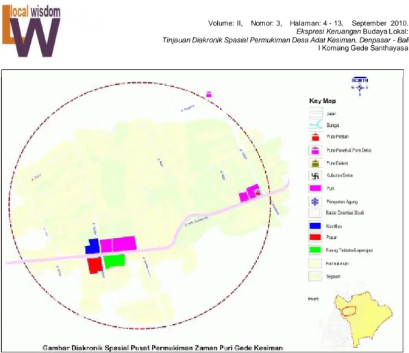 Gambar 4. Diakronik Spasial Pusat Permukiman Desa Adat Kesiman pada Jaman Puri Gede Kesiman