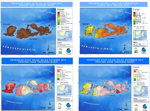 Gambar I. 9 Prakiraan Curah Hujan serta Sifat Hujan Bulan Oktober &amp; November 2014  (Sumber:Staklim Klimatologi Kediri) 