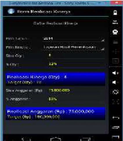 Gambar 12.Tampilan Menu Realisasi Kinerja Pada  Gambar  12 menampilkan program  menu  Realisasi Kinerja yang tekah dilaksanakan