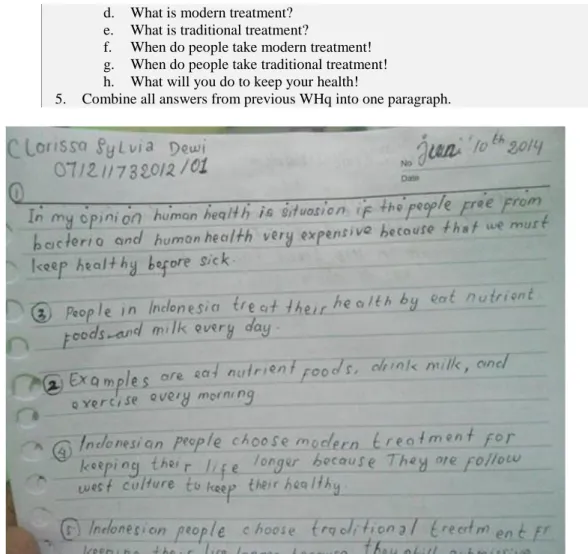 Figure 1 An example of the WHQ result from one of the students 