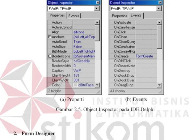Gambar 2.5. Object Inspector pada IDE Delphi 