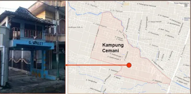 Gambar 2. Foto Gang Walet dan Peta Lokasinya di Kampung Cemani  (Sumber: Survei, 2015) 