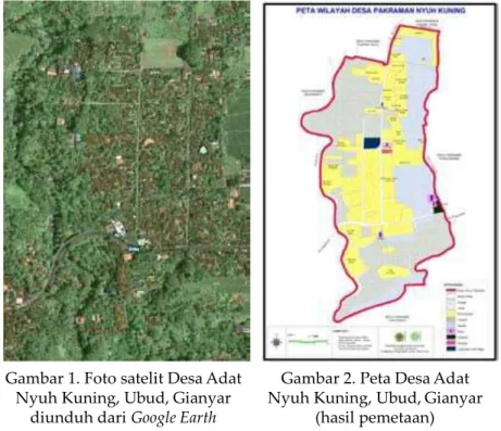 Gambar 1. Foto satelit Desa Adat  Nyuh Kuning, Ubud, Gianyar 