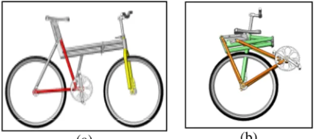 Gambar 1. Hasil Disain Sepeda Lipat a. Pada kondisi normal.