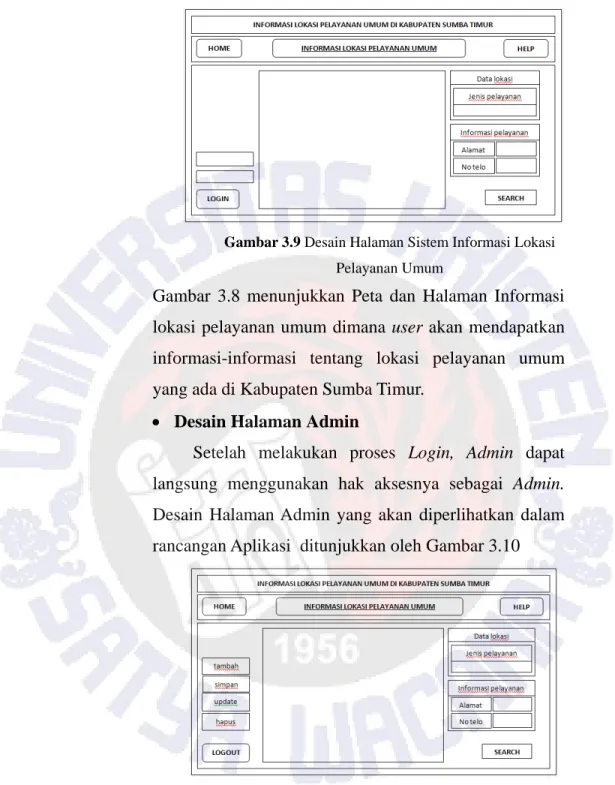 Gambar 3.9 Desain Halaman Sistem Informasi Lokasi  Pelayanan Umum 